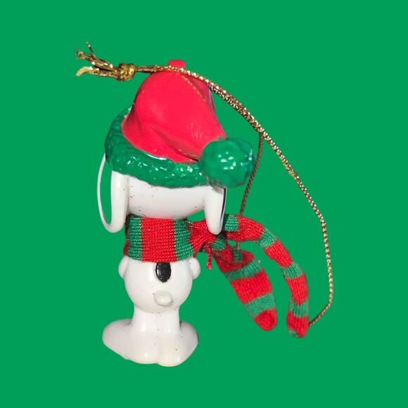 Vintage Peanuts Snoopy Christmas Ornament w/Cloth Scarf B1 - Picture 2 of 5